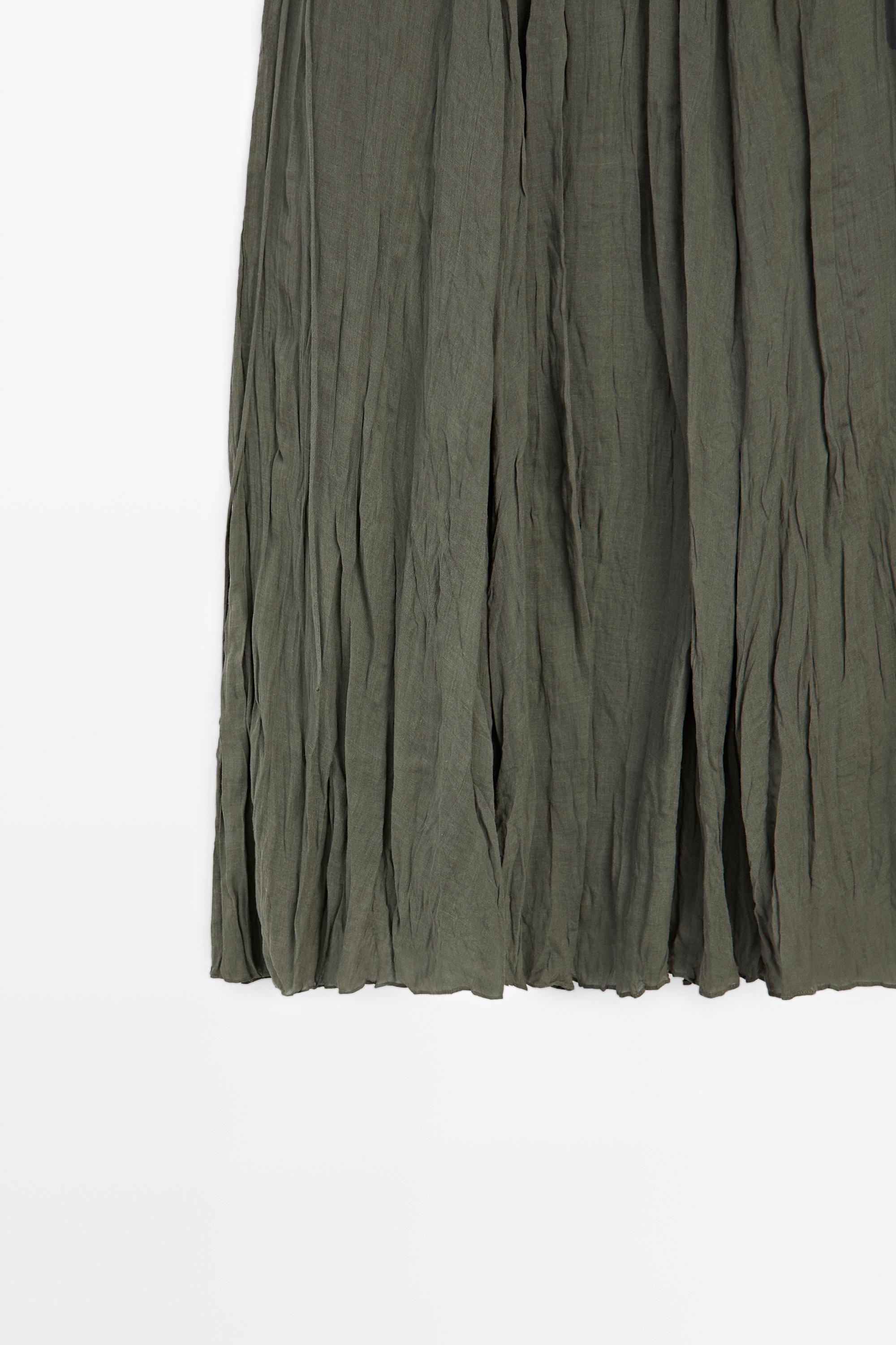 Ramie blend midi skirt with gathered detail