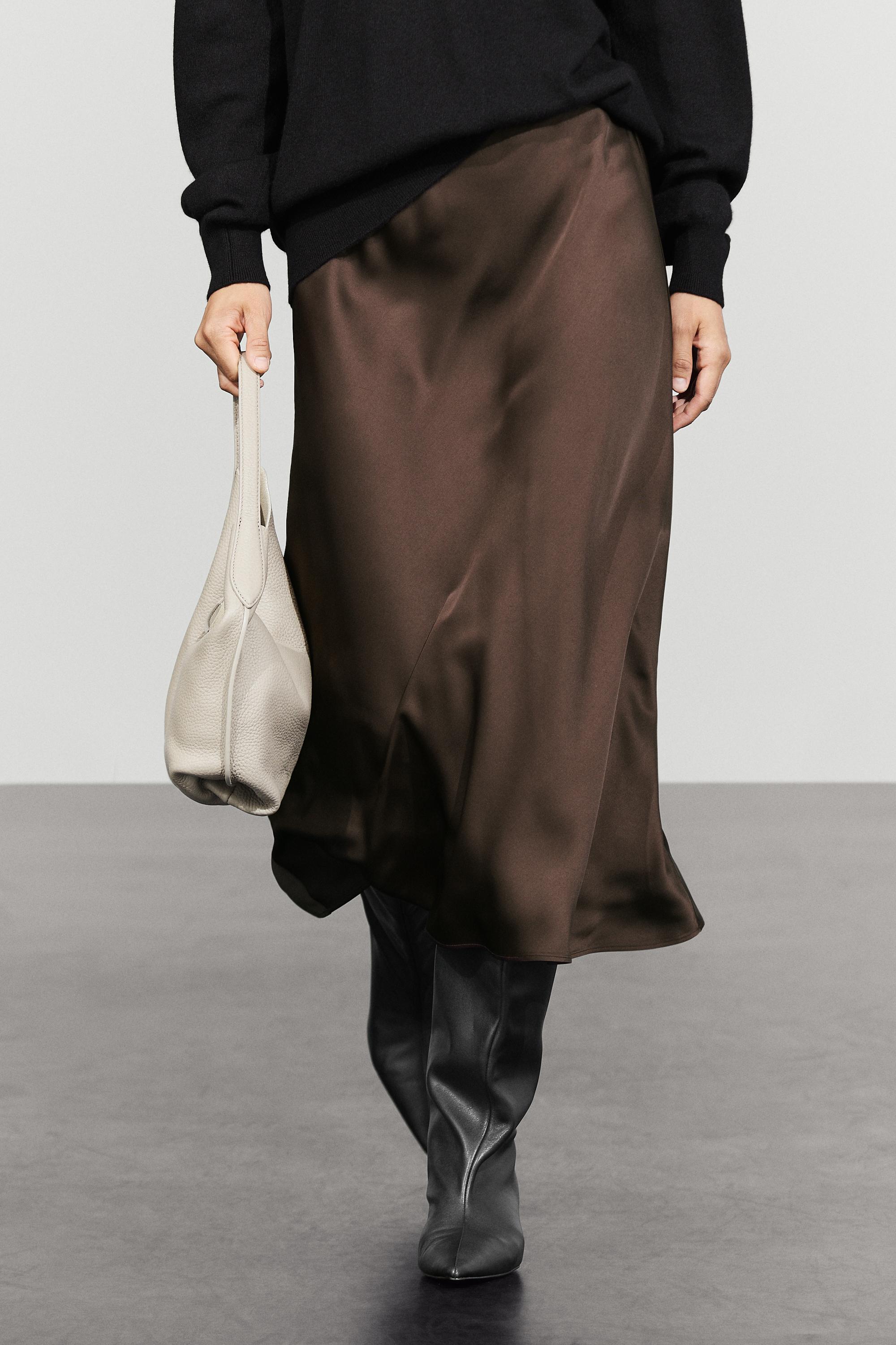 Satin midi skirt