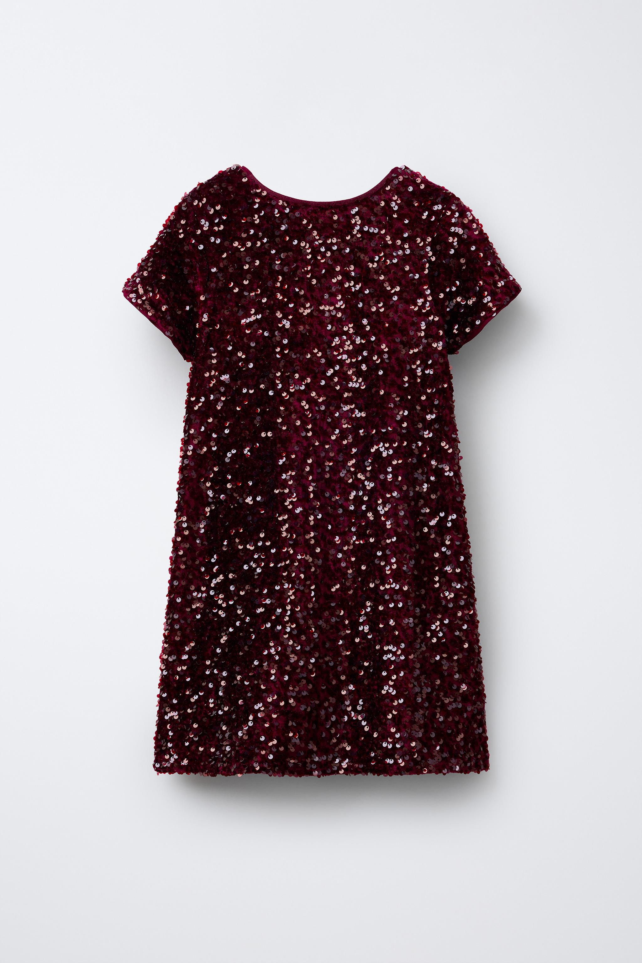 SEQUIN VELVET BOW DRESS