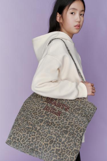 Zara ANIMAL PRINT TOTE BAG - Black