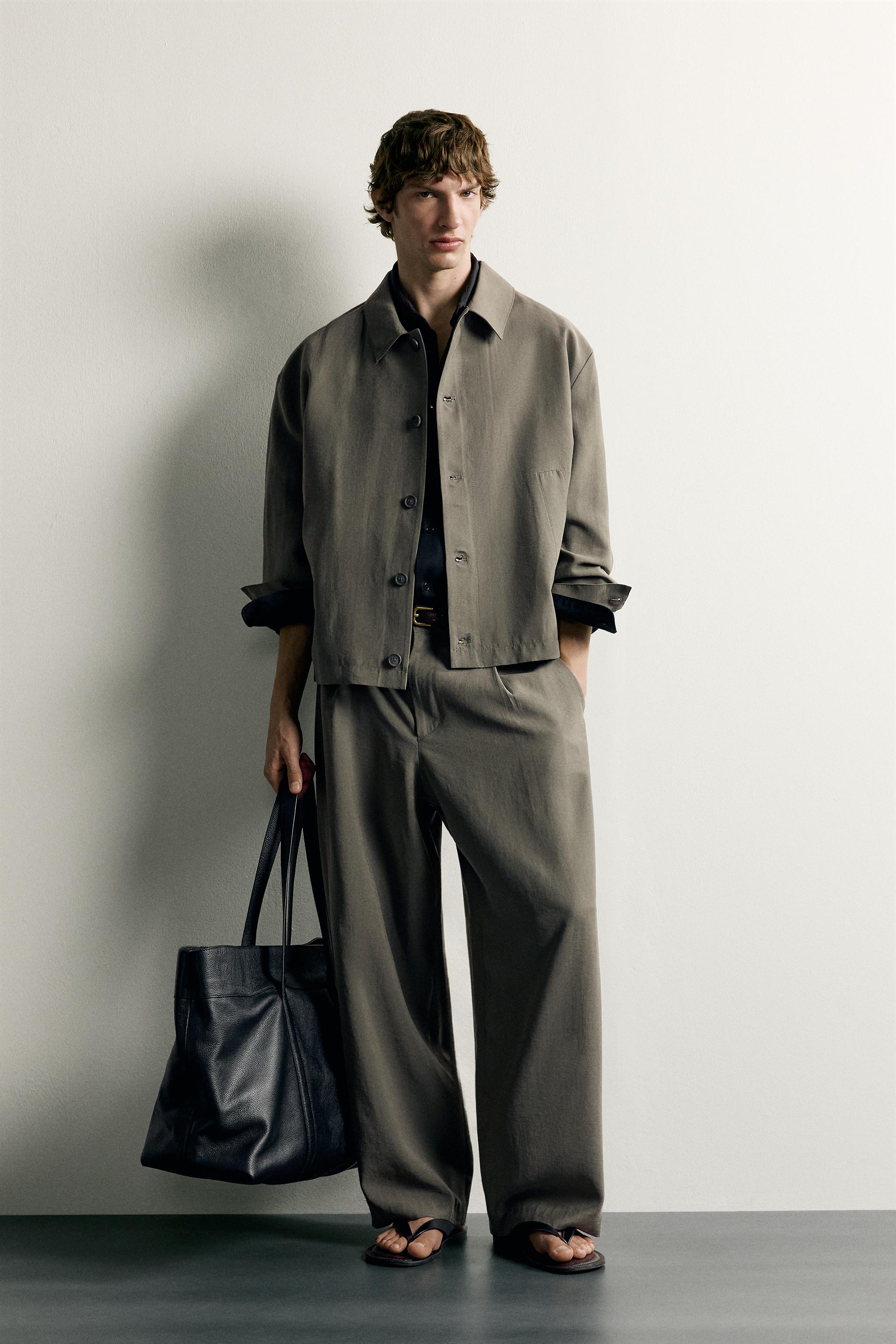 ボクシーフィット シャツジャケット - 生成り/カーキ | ZARA Japan / 日本