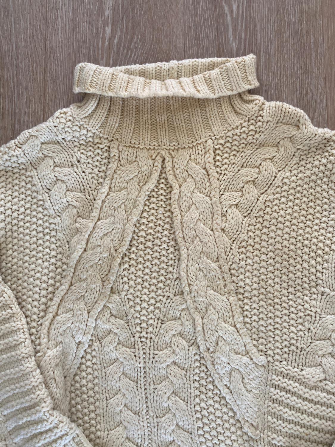 ZARA CABLE KNIT CREAM TURTLENECK CHUNKY SWEATER - Image 3