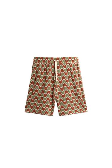Zara GEOMETRIC JACQUARD SHORTS - orange-green - Image 0