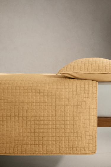 CHILDREN'S CHECK QUILT - Mustard by Zara - Image 2