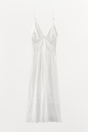 MIDI DRESS WITH CUTWORK EMBROIDERY - White by Zara - Image 0