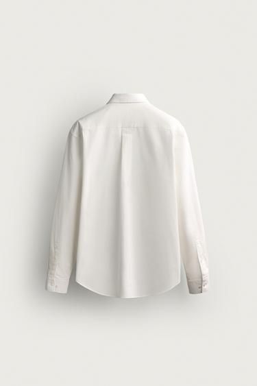 STRIPED POPLIN SHIRT — Oyster-white 2