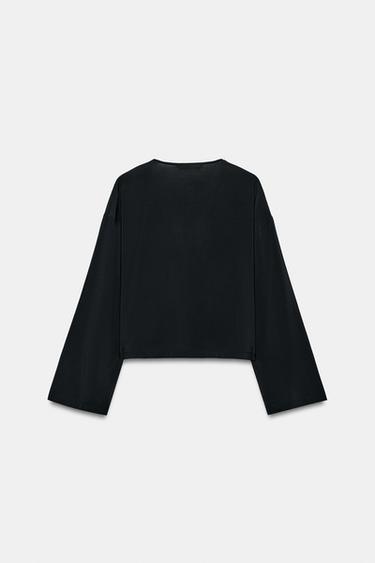 CHEMISE FLUIDE À NŒUDS - Noir de Zara - Image 4