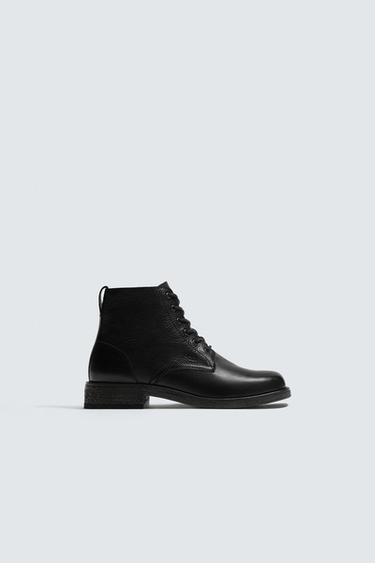 LEATHER LACE-UP BOOTS LIMITED EDITION - Black by Zara
