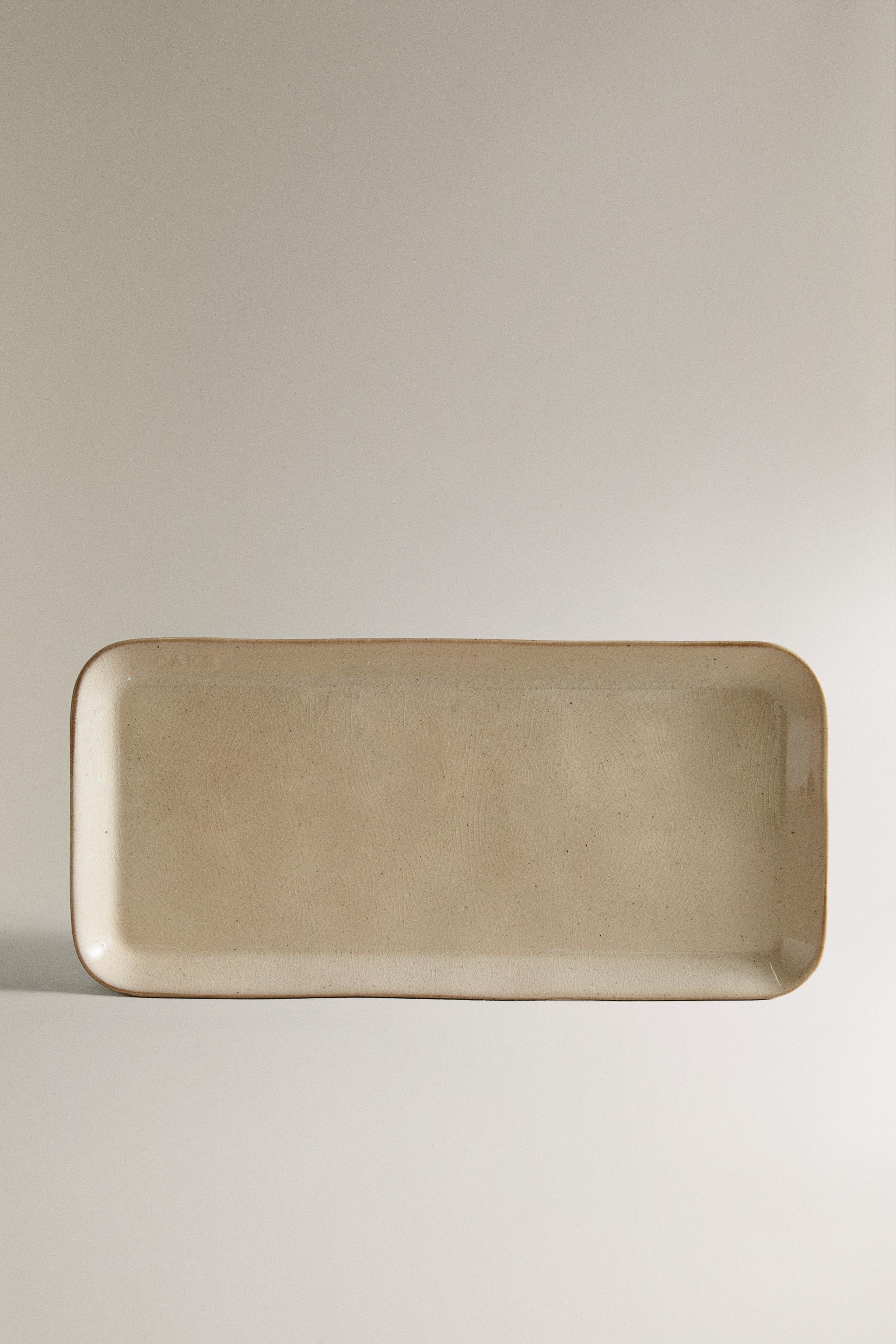 SMALL RECTANGULAR STONEWARE TRAY - Gray / Beige | ZARA United States