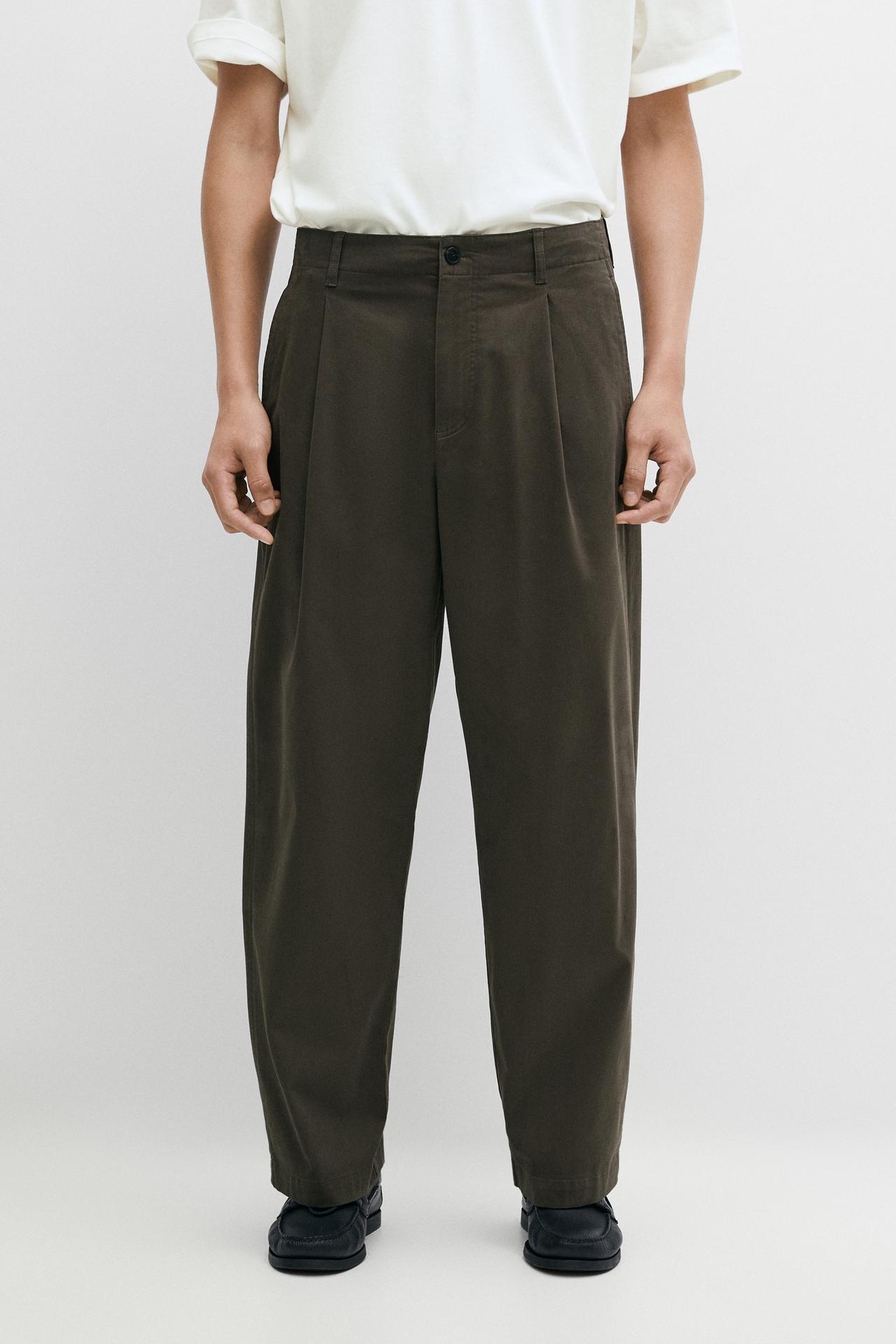 Barrel fit pants with dart detail — Khaki