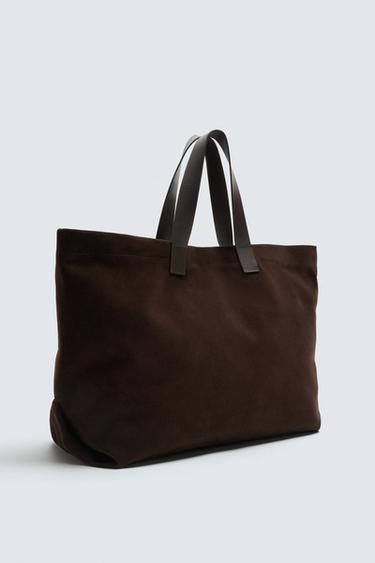 LIMITED EDITION LEATHER TOTE BAG - Brown by Zara - Image 1