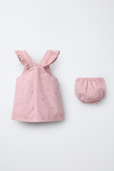 TWILL PINAFORE DRESS WITH HEART BRAGUITAS - Pink by Zara - Image 1