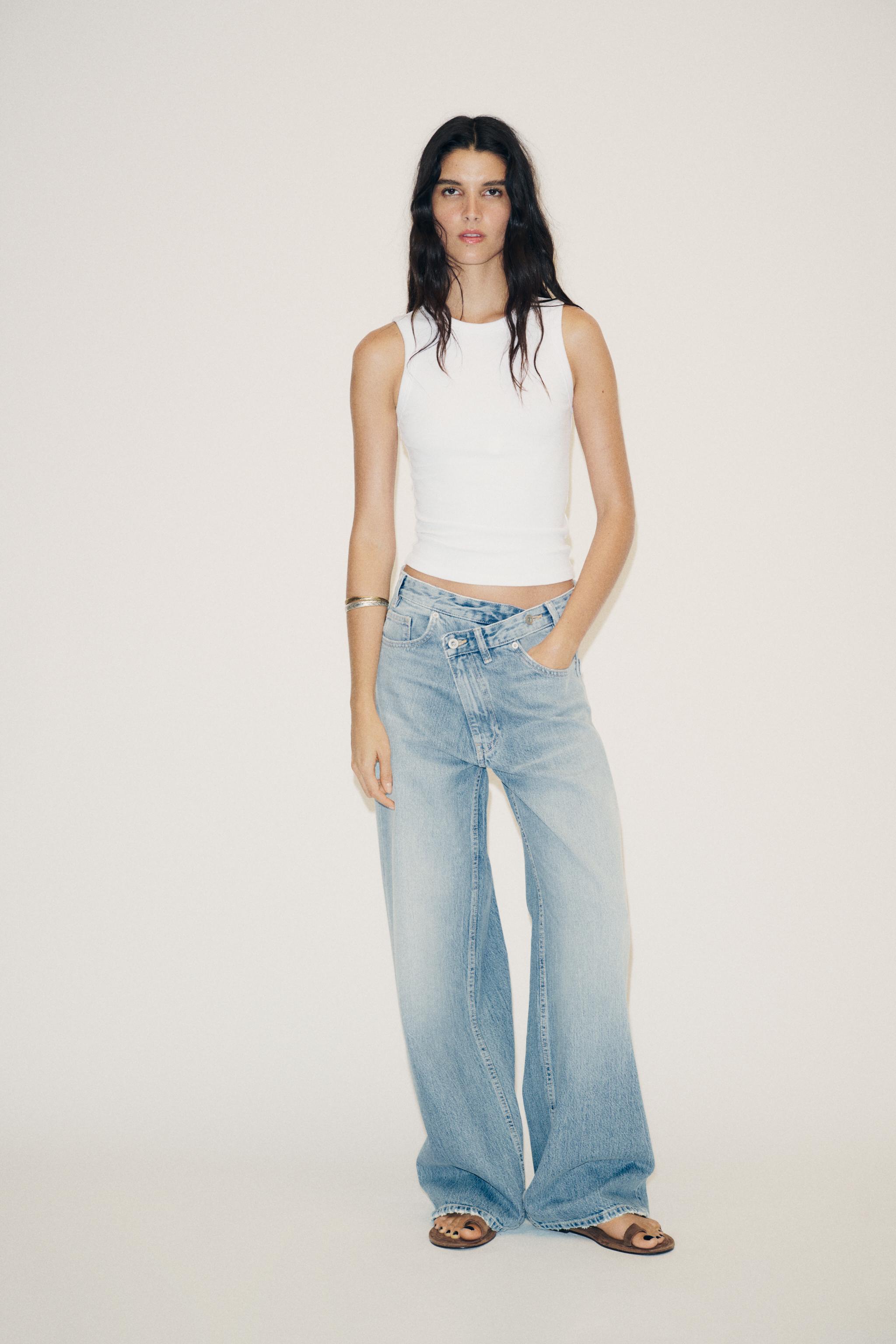 淡いブルー ワイドレッグデニム　Zara ワイドレッグジーンズ - レディース | ZARA 日本