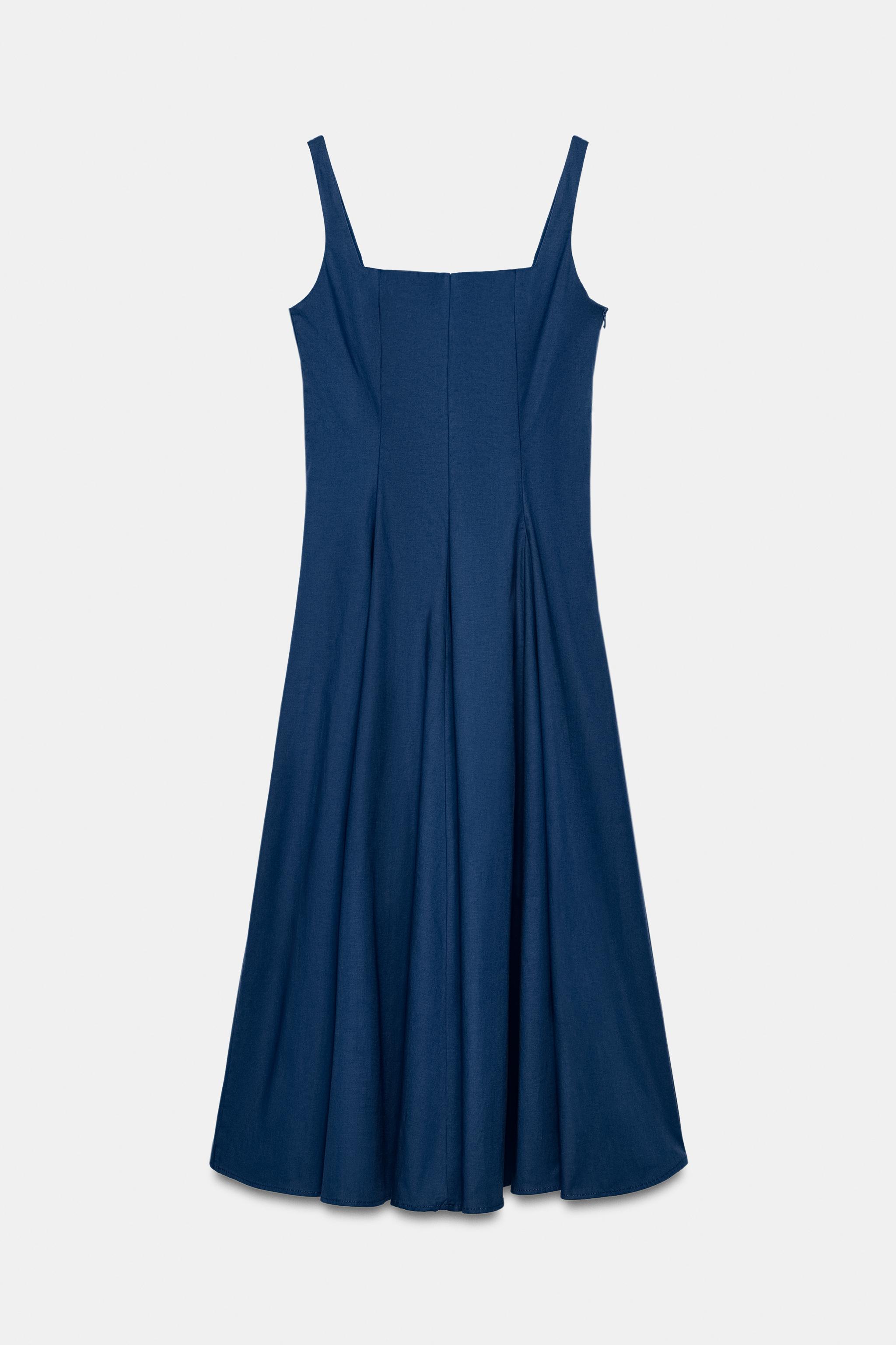 Женские платья Zara POPLIN GODET MIDI DRESS — фото 4