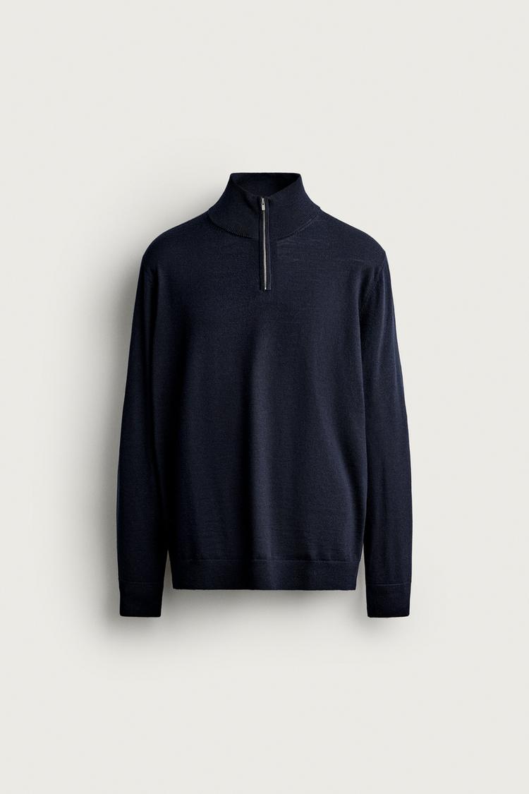 100% WOOL QUARTER-ZIP JUMPER
