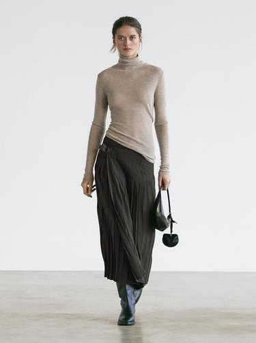 Zara Pleated midi skirt with appliqué - Gray - Image 0