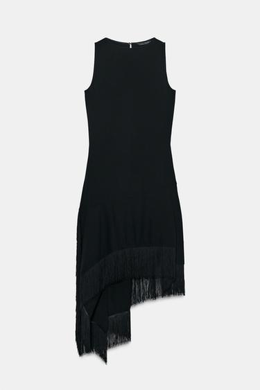 ROBE ASYMÉTRIQUE À FRANGES ZW COLLECTION - Noir de Zara - Image 9