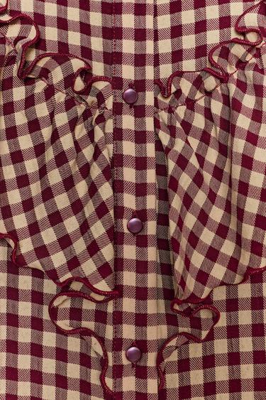 BLOUSE À CARREAUX VICHY ET VOLANTS - Bordeaux de Zara - Image 8