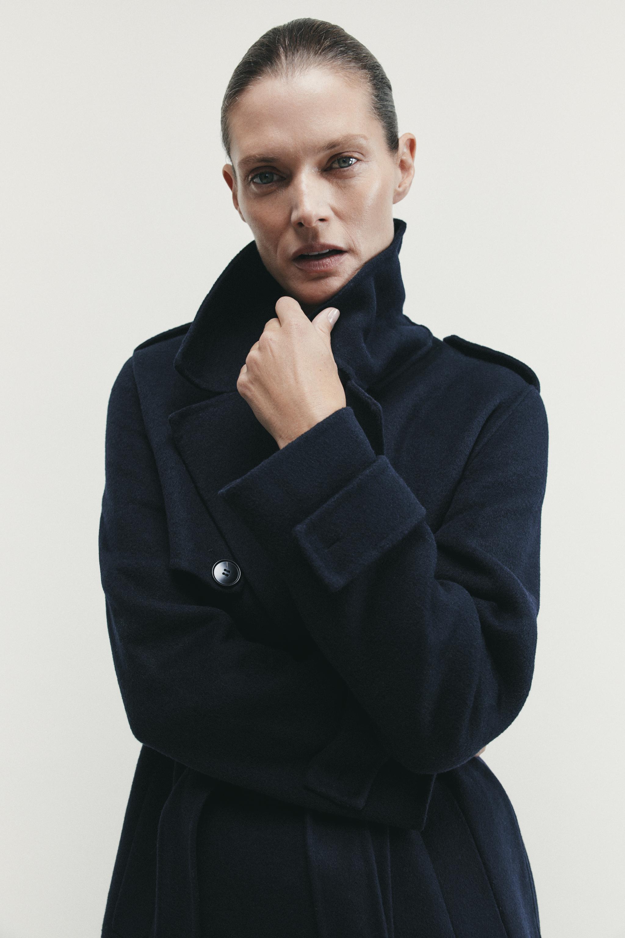 ZARA ザラ　ウールコート スカーフ付き ネイビー ZARA ザラ ウールコート スカーフ付き ネイビー ZARA ZW