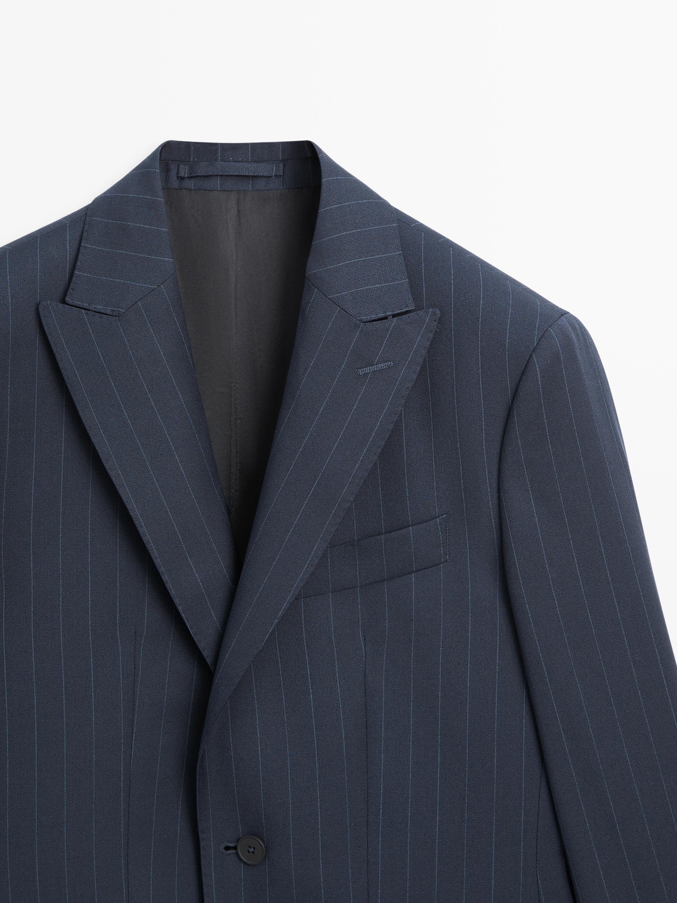 100% wool pinstriped suit blazer