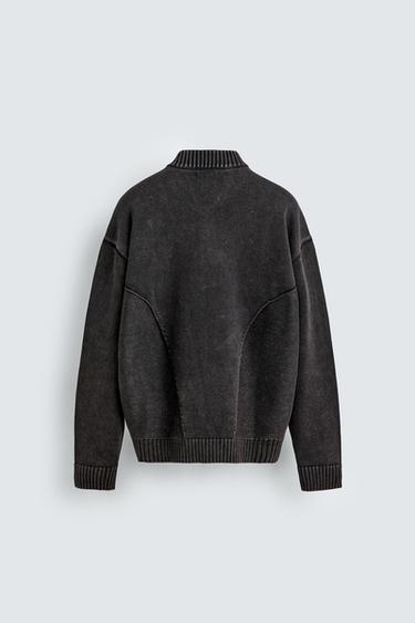 WASHED KNIT BOMBER JACKET - Brown by Zara - Image 6