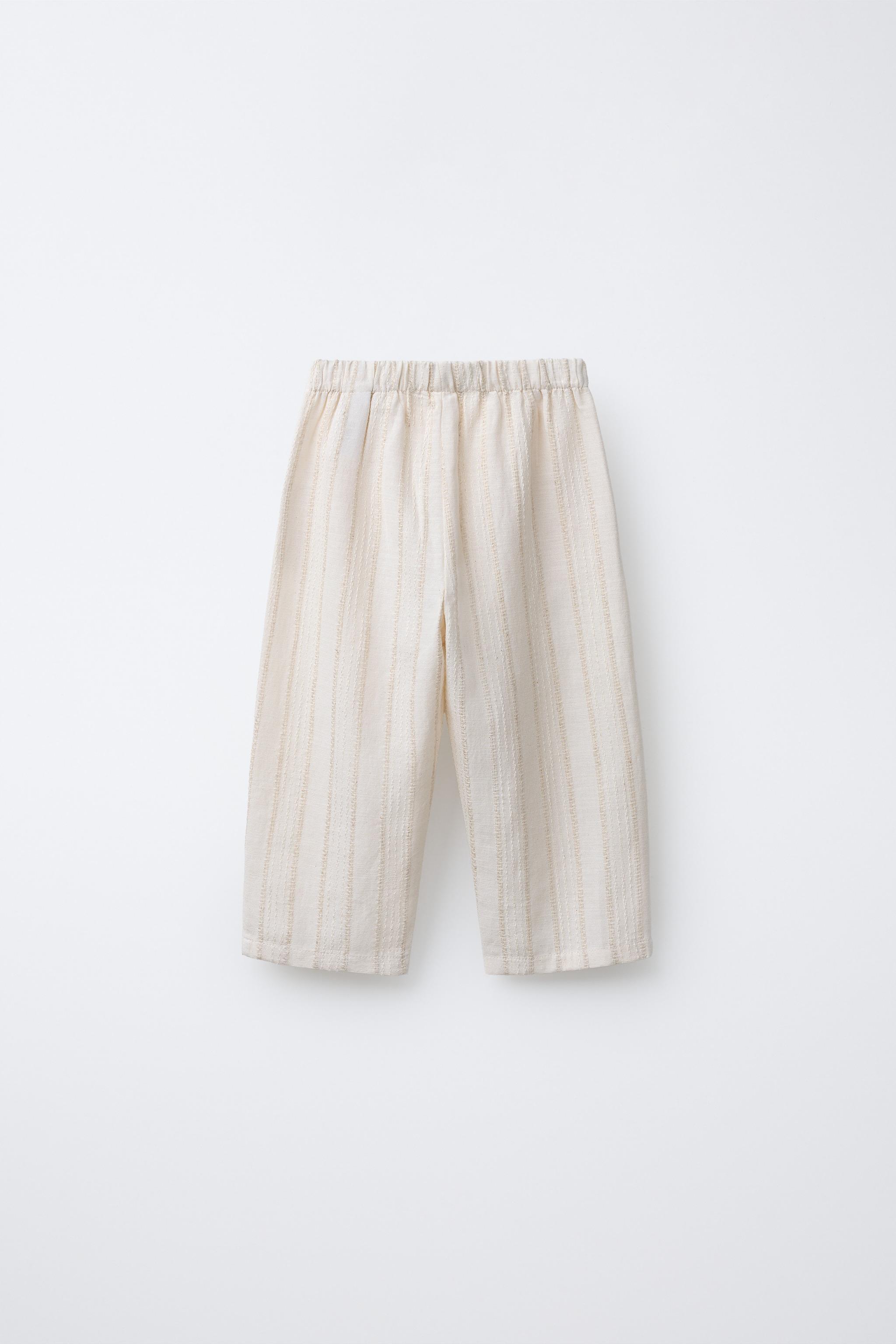 TEXTURED STRIPED STRAIGHT PANTS