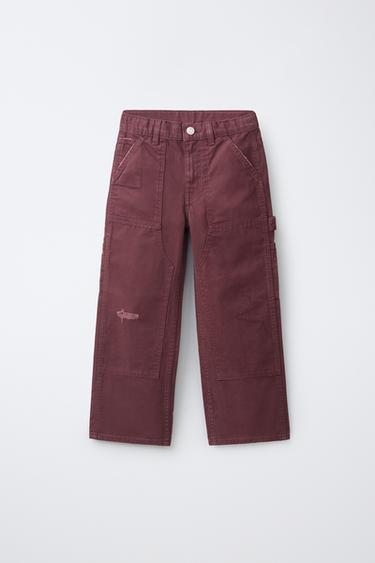 DISTRESSED CARPENTER JEANS — Maroon 1