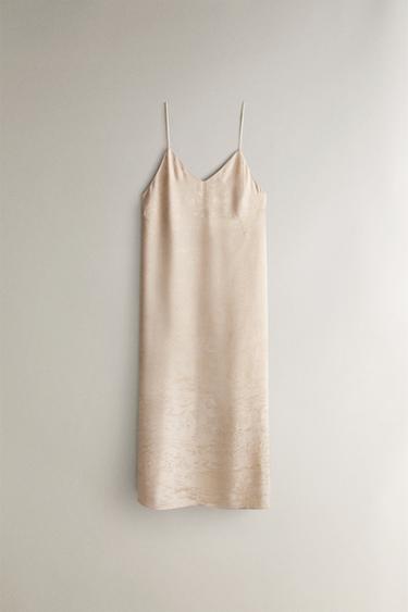 JACQUARD NIGHTDRESS - Grey / Tan by Zara - Image 0