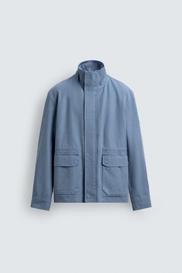 REGULAR FIT WASHED COTTON JACKET - Light blue by Zara