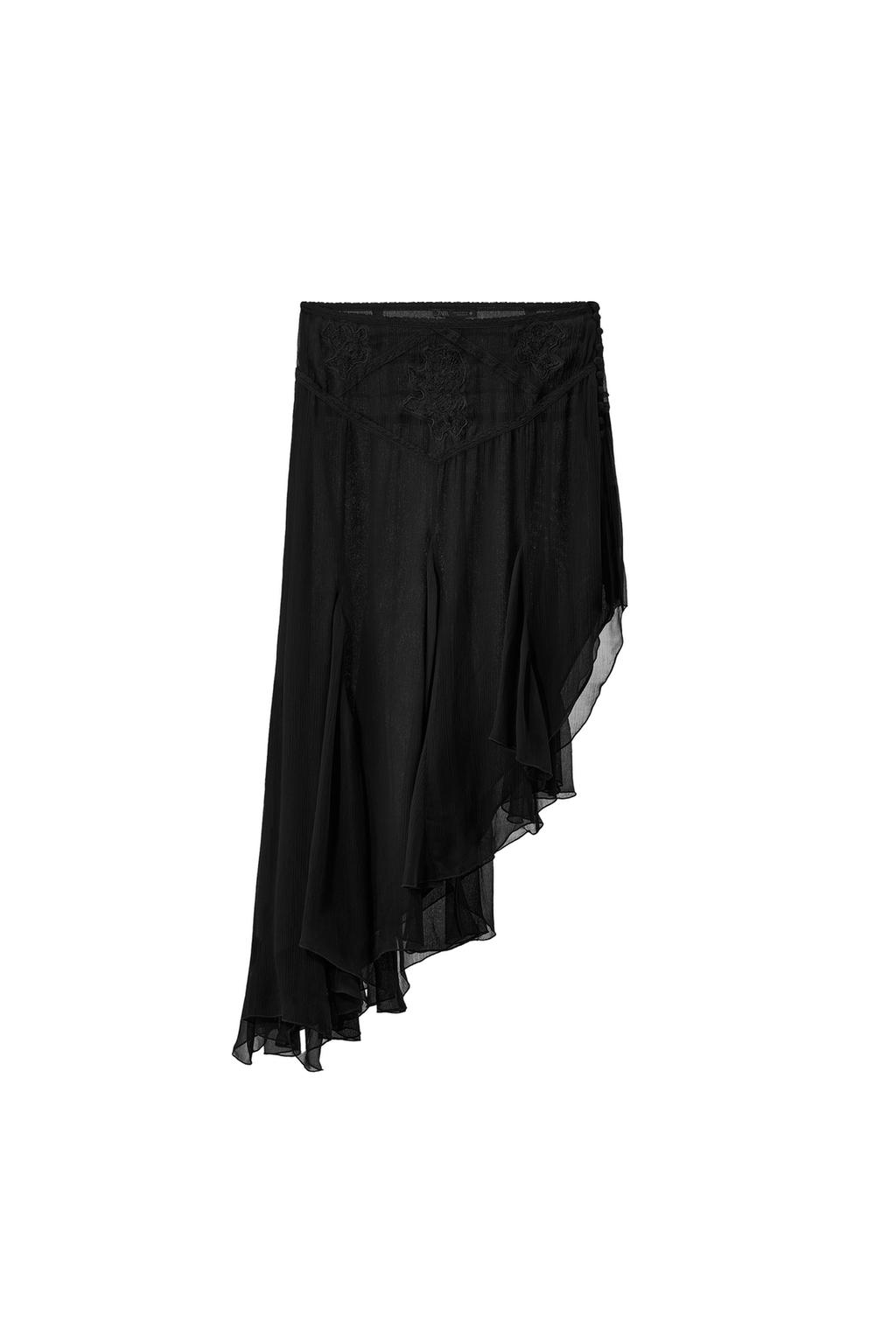 ASYMMETRIC EMBROIDERED GAUZE SKIRT - image 3