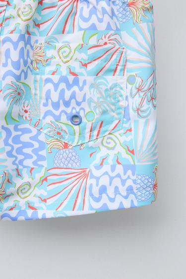 2-6 YEARS/ PALM TREE PRINT SWIM BERMUDA SHORTS - Sand by Zara - Image 3