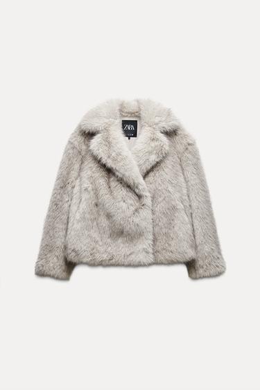 КУРТКА ЗІ ШТУЧНОГО ХУТРА ZW COLLECTION - Кротово-сірий Zara