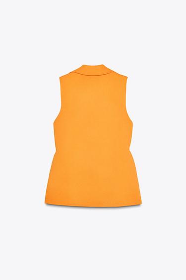 WAISTCOAT TOP WITH GATHERED WAIST DETAIL - Tangerine by Zara