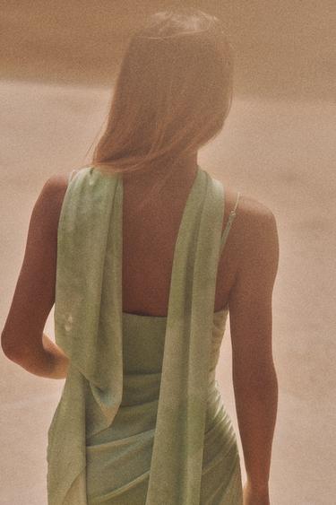 TULLE MIDI DRESS WITH SCARF - Greens by Zara - Image 3