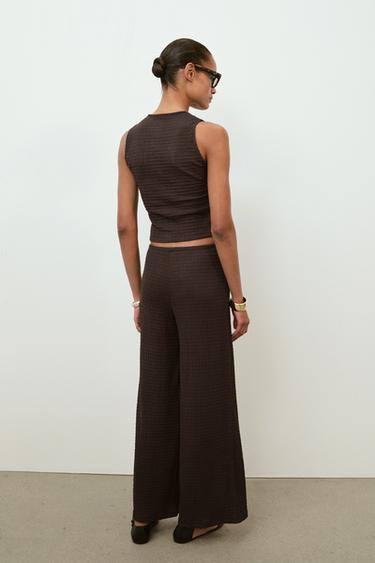 PANTALON DROIT TEXTURÉ - Chocolat de Zara - Image 4