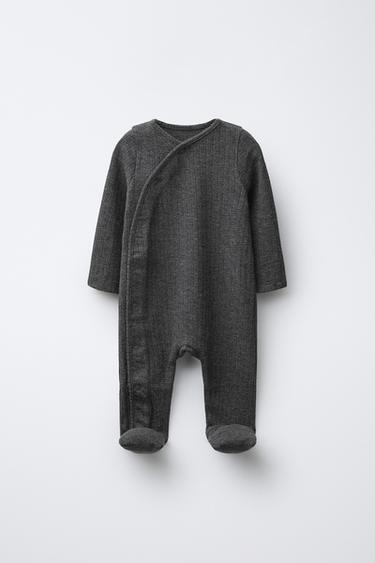 CONVERTIBLE FOOT MELANGE TEXTURED SLEEPSUIT - Anthracite grey by Zara