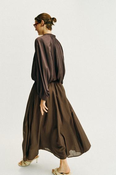 JUPE MI-LONGUE CAPE - Marron de Zara - Image 4