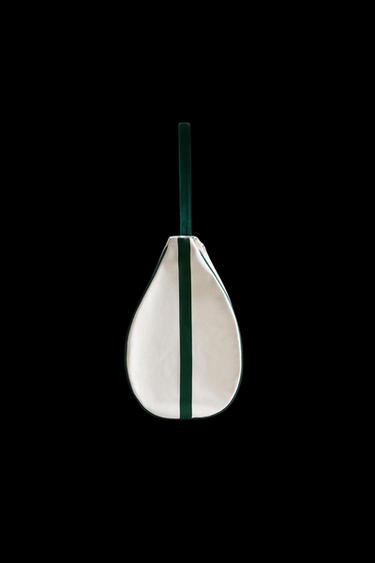 CANVAS TENNIS RACKET CASE - Ecru / Green by Zara - Image 0