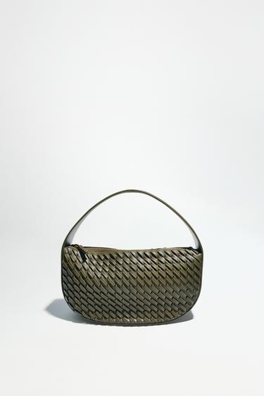 BOLSA DE MÃO COM EFEITO TRANÇADO - Verde da Zara