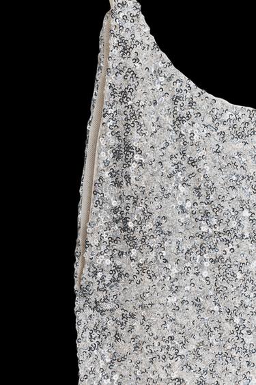 SEQUINNED CAMISOLE DRESS - Silver by Zara