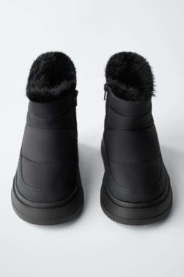 QUILTED FAUX FUR ANKLE BOOTS - Black by Zara - Image 3