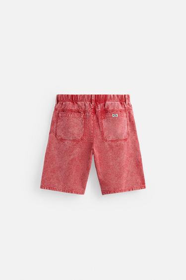 WASHED RELAXED FIT BERMUDA SHORTS - Red by Zara - Image 7