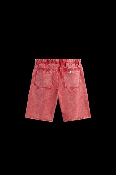 WASHED RELAXED FIT BERMUDA SHORTS - Red by Zara