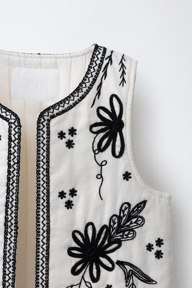 BESTICKTE WESTE - Weiß von Zara