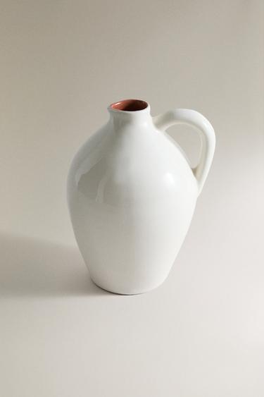 EARTHENWARE JUG WITH HANDLE - White by Zara - Image 0