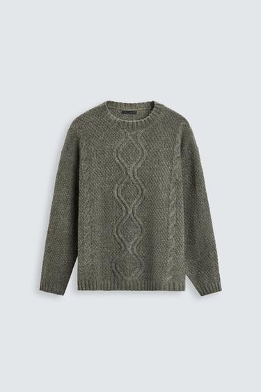 JERSEY ESTRUCTURA TRENZAS - Verde gris de Zara