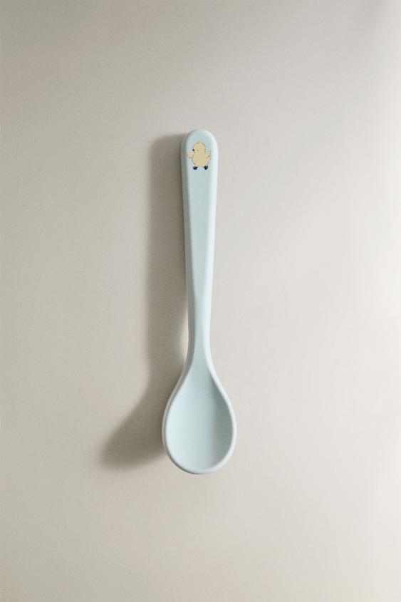 CUILLÈRE ENFANT SILICONE POUSSIN - Bleu de Zara - Image 0