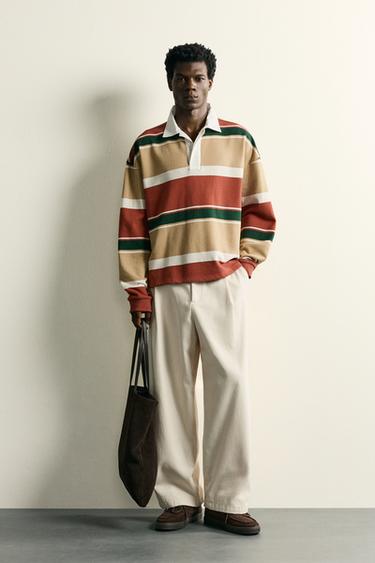POLO REGULAR FIT  RAYAS CONTRASTE - Mostaza de Zara - Imagen 0