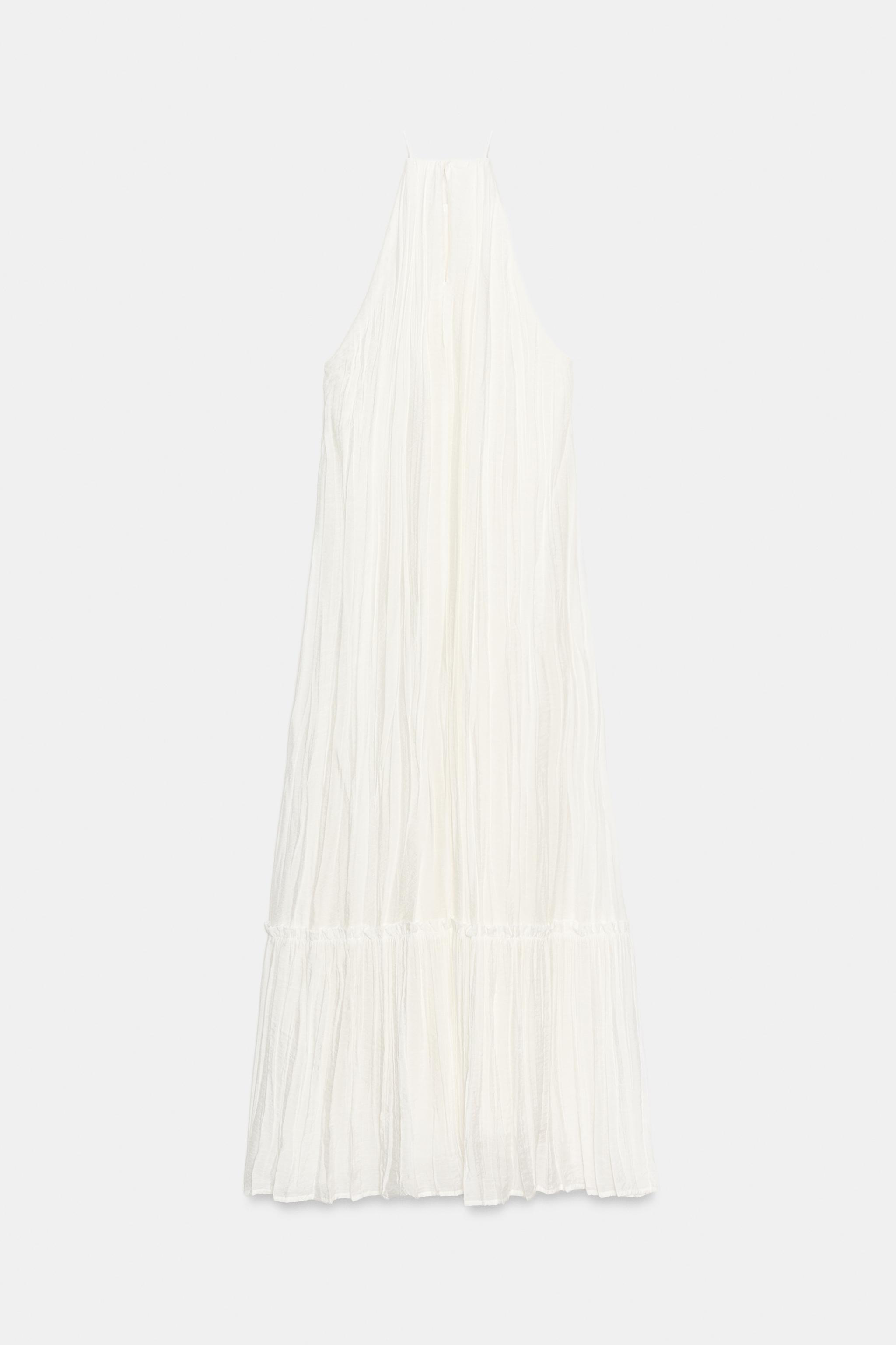BEADED WRINKLE-EFFECT MIDI DRESS