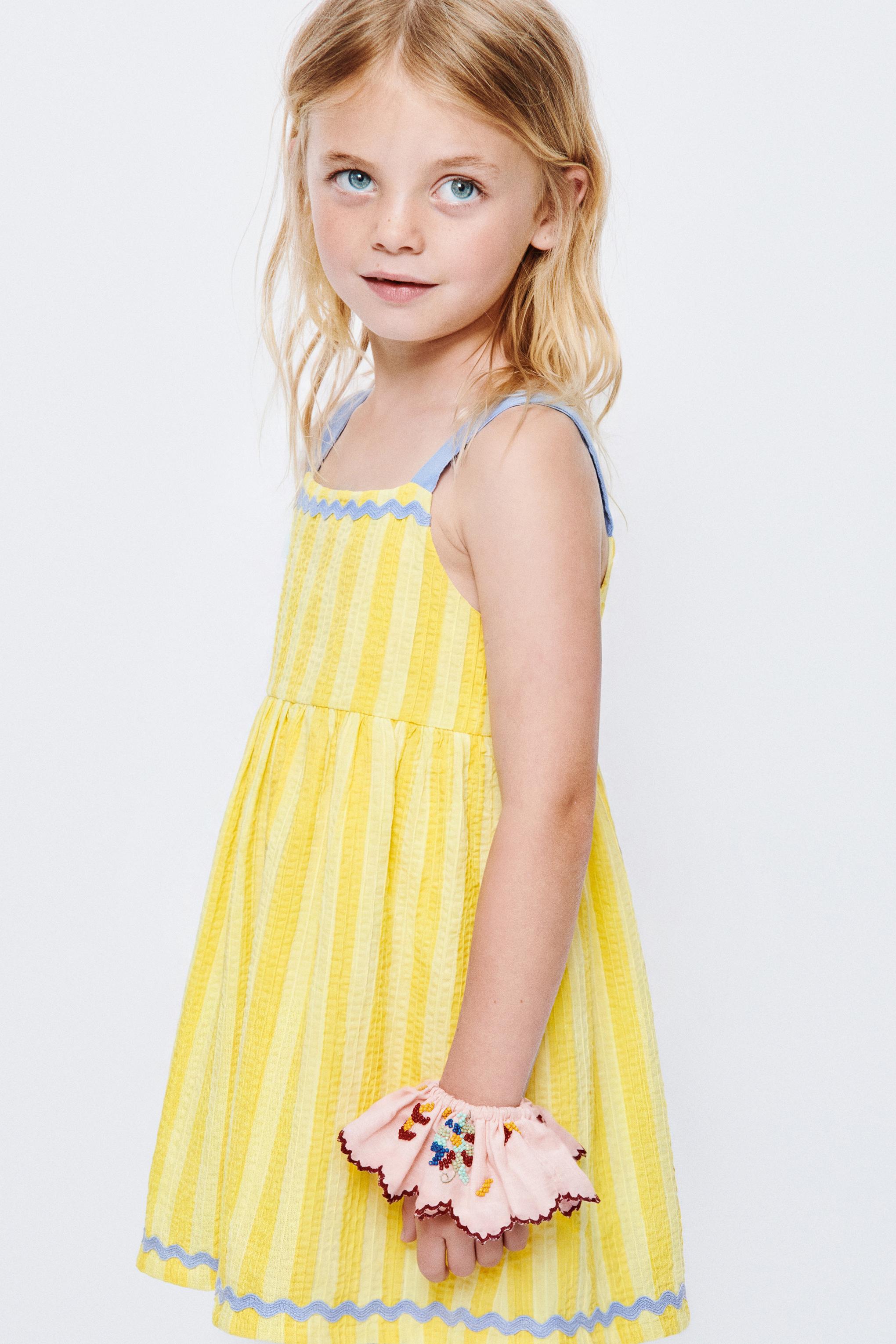 Детские платья Zara CONTRAST WAVE TRIM PRINT DRESS
